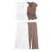 Women's Sleeveless Top With Statement Pin Detail & Wide-Leg Trousers Set, Elegant Office To Evening Two-Piece Outfit_ecoleips.com