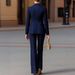 Women's Clothing Chic Striped Blazer & Pants Set – Slim-Fit Office Suit For Women, Professional & Stylish (Navy, Black)_ecoleips.com