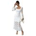 Women's Clothing New Lace Trumpet Sleeve Slim Slit Dress_ecoleips.com