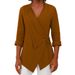 Women's Clothing Spot Spring And Summer Lapel Solid Color Loose Shirt_ecoleips.com