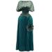 Women's Clothing Plus Size Women's Slimming Fashion Set Gold Stamped Top With Pleated Skirt 300 Lbs Weight Capacity Long Fashionable Skirt_ecoleips.com