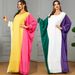 Verve 3571muslim Muslim Abaya Women's Color-Block Evening Dubai Robe Dress_ecoleips.com