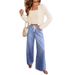 In Stock 2025 Women's New Fashion European And American Plus Size High Waist Drawstring Loose Wide Leg Slimming Denim_ecoleips.com