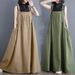 Plus Size Women's Halter Dress Korean Style Spring Summer Mid-Length Loose Slimming Denim Overall With Full Skirt_ecoleips.com