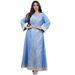 Elegant Embroidered Abaya Dress With Sequins – Lightweight Crinkle Polyester Muslim Jalabiya For Women (Pink/Green)_ecoleips.com