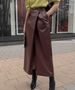 Summer New High-Waisted PU Skirt For Women Fashion With Slit Women's Clothing_ecoleips.com