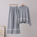 Women's Fashion Knitted Two Piece Suit Patchwork Design European American Style Autumn Winter Wear Versatile Knitwear Set_ecoleips.com