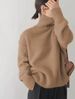 K Lazy Style High Neck Knitted Sweater For Women, Soft And Sticky Solid Color, Loose Fit, Comfortable Inner Layer, Women's Temperament Sweater_ecoleips.com