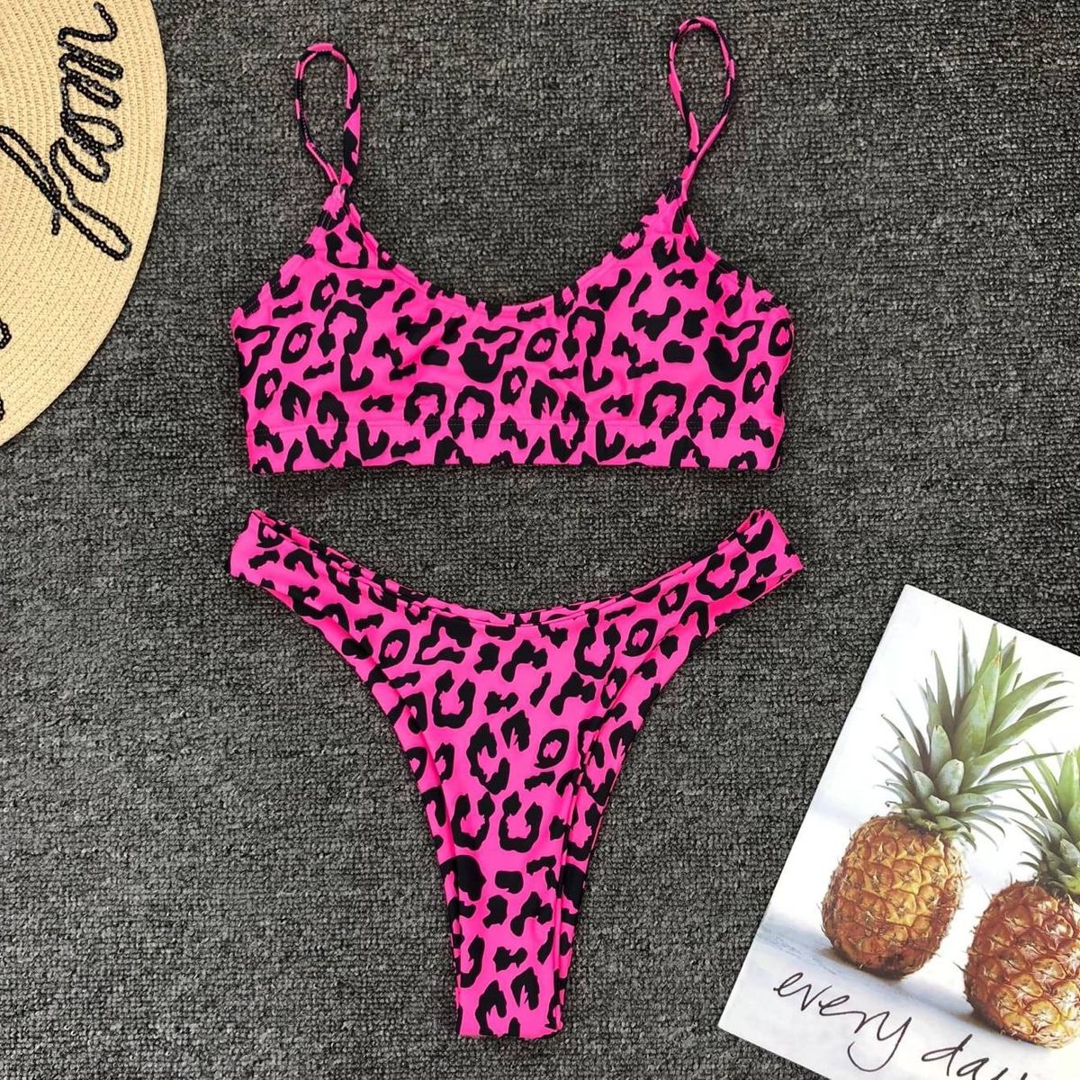 Women's Sexy Leopard Print Two Piece Swimsuit Push Up Bikini Set European American Style Summer Swimwear_ecoleips.com