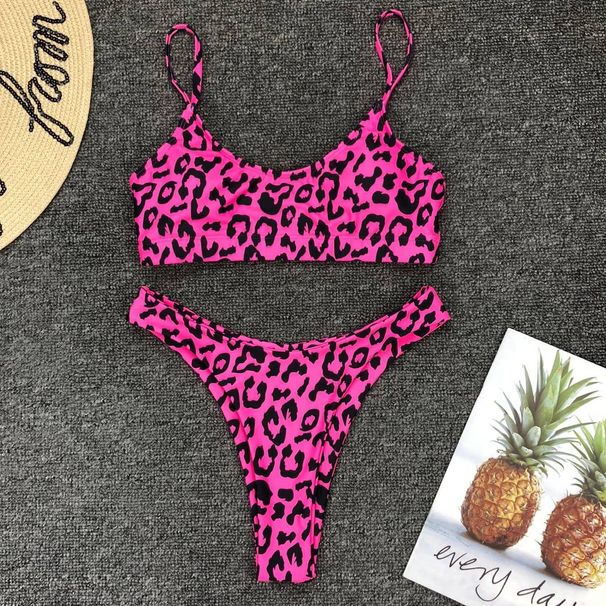 Women's Sexy Leopard Print Two Piece Swimsuit Push Up Bikini Set European American Style Summer Swimwear_ecoleips.com