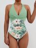 Sexy Lace-Up Backless One-Piece Swimsuit – High Waist, Printed Bikini Style For Beach & Pool_ecoleips.com