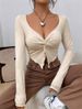 Women's Clothing Spring And Summer New Slim Front Twist Irregular Long Sleeved T Shirt For Women_ecoleips.com