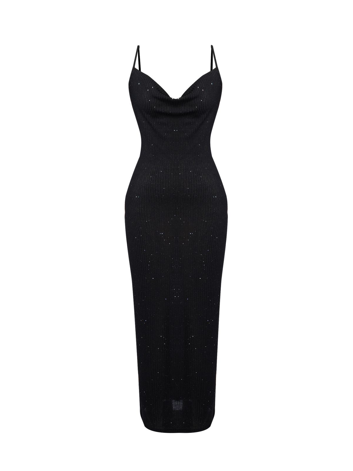 Women Spaghetti Strap Maxi Dress Square Neck Sequin Fitted Slit Bodycon Dress Sexy Spring Summer Party Club Evening Dress_ecoleips.com
