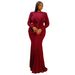 Spring Women's Solid Color Pleated Slim Long Dress Casual Elegant Fashion High End Socialite American Style_ecoleips.com