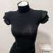 Chao High Neck Short Sleeve T-Shirt for Women Skin Friendly Soft Sheer Sexy Form Fitting Solid Color Top New Black Style_ecoleips.com