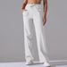 Women's waist drawstring wide-leg pants, high waist fitness yoga clothes, large pockets on both sides of sportswear fitness pants_ecoleips.com