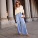In Stock 2025 Women's New Fashion European And American Plus Size High Waist Drawstring Loose Wide Leg Slimming Denim_ecoleips.com