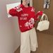 《Store Hot Sale》New Christmas Red Sweater For Women Winter 2025 New Style Zodiac Year Knitted Top_ecoleips.com