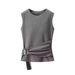 Women's Clothing Women's Style Set Soft Top With Buckle Embellishment And Ribbed Stitching On Pants For Formal & Casual For Women_ecoleips.com