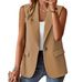 New Sleeveless Blazer Women's Casual Office Jacket - Lightweight Loose Fit, Notched Lapel, Multiple Colors_ecoleips.com