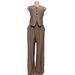Women's Clothing Retro Solid Color Single Breasted Vest Vest Two Piece Set High Waist Wide Leg Trousers Fashion Suit_ecoleips.com