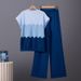 K Gradient Contrasting Design, Loose Round Neck Sleeveless Knit Shirt+high Waist Solid Color Wide Leg Pants Set_ecoleips.com