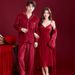 Voya Pajamas Newlyweds, High-end Red Island Velvet Autumn Winter Wedding Robes For Bride And Groom_ecoleips.com
