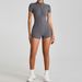 Women's Slim Fit One Piece Yoga Suit High Intensity Sports Fitness Clothes With Short Sleeves And Zippered Bodysuit_ecoleips.com