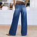 Women's Clothing Plus Size Denim Stretch Casual Pants Wide Leg Straight Leg Jeans American Style For Chubby Girls Cotton Summer_ecoleips.com