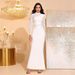 Voya Voya New Long-sleeve Dress, Cross-border Bestseller, Solid Color Mesh Dress With Diamond Embellishments And Round Neck, Slim_ecoleips.com