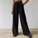 Women's Clothing Elegant Versatile Elastic Casual Solid Color Trousers Wide Leg Pants_ecoleips.com