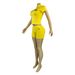 Women's European American Style Letter Print Half Zip Top And Shorts Two Piece Set Short Sleeved Tight Fit Clothing HR26018_ecoleips.com