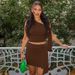 Women's American Style Asymmetrical Neck Tie Front Top And Slim Fit Pleated Skirt Set Summer Fashionable Casual Sexy Clubwear_ecoleips.com