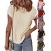 2026 Women's Short-sleeved T-shirt Basic Ribbed Knitted T-shirt Spring And Summer Casual Outing Top_ecoleips.com