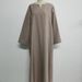 Relaxed Fit Long Sleeve Maxi Dress With Belt, Flowy Casual A-Line Dress For Women In Soft Colors Versatile And Flattering Length_ecoleips.com