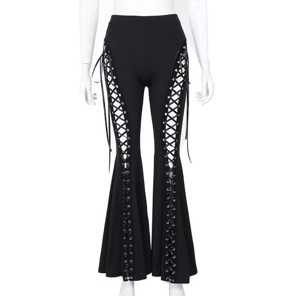 Women's Clothing Hollow Strap Flared Pants Y2k Sexy Punk Gothic Dark Street High Waist Casual Pants Long Pants Women_ecoleips.com