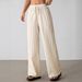 Women's Wide Leg Pants Drawstring Waist Casual Striped Elastic Trousers Multiple Contrast Colors Available_ecoleips.com