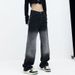 Pear-shaped Body Black Gradient Jeans Women Autumn Winter New Fat Sister Mm High Waist Slimming Straight-leg Wide Leg_ecoleips.com