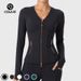 Women's Slim Fit Yoga Jacket V Neck Long Sleeve Double Zipper Pilates Fitness Sports Clothes Autumn Winter New_ecoleips.com