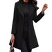 Long Lapel Solid Color Slim Women's Woolen Coat Coat Women_ecoleips.com