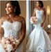 African Asuwebi White Mermaid Wedding Dress With Sheer Neck, Full Sleeves, Beaded Pearls, Vintage Elegant Bridal Gown_ecoleips.com