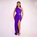 Sexy Women One Shoulder Sleeveless Dress Elegant High Split Design Slimming Bodycon Long Maxi Dress_ecoleips.com