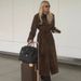 Aria Basics Aria Basics European And American Foreign Trade Autumn Winter New Style Retro Brown Long Trench Coat For Women Loose Casual Elegant_ecoleips.com