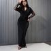 Elegant Lace Bodycon Evening Dress – Sexy Long-Sleeve U-Neck Gown For Women (S-XXL) – Wedding, Party & Formal Occasions (Polyester, Black)_ecoleips.com