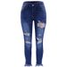 Women's Clothing Fashion Ripped Irregular Hem Nine Point Jeans For Women_ecoleips.com