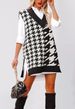 Loose V-neck Thousand Bird Grid Knitted Sweater, Foreign Trade Sleeveless Vest, Vest For Women_ecoleips.com