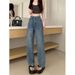 High-waisted Straight-leg Jeans Women, Spring/summer 2024 New Style, Plus-size, Slimming Narrow Version For Pear-shaped_ecoleips.com