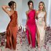 Women's Clothing Summer New Design Temperament Sexy Slim Shoulder Slit Satin Dress_ecoleips.com