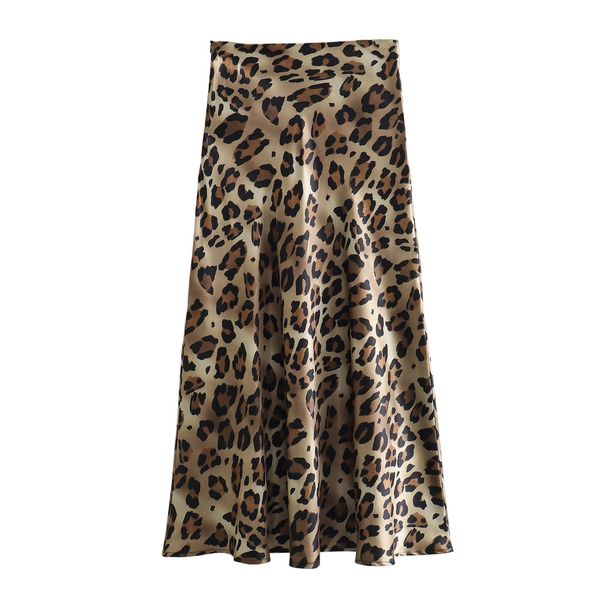 Verve 2025 Spring New Women's Fashion Elegant Satin Texture Animal Print Skirt W063 3071_ecoleips.com