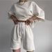 Women's casual suits for women half-sleeved round neck loose short-sleeved drawstring shorts two-piece suit_ecoleips.com